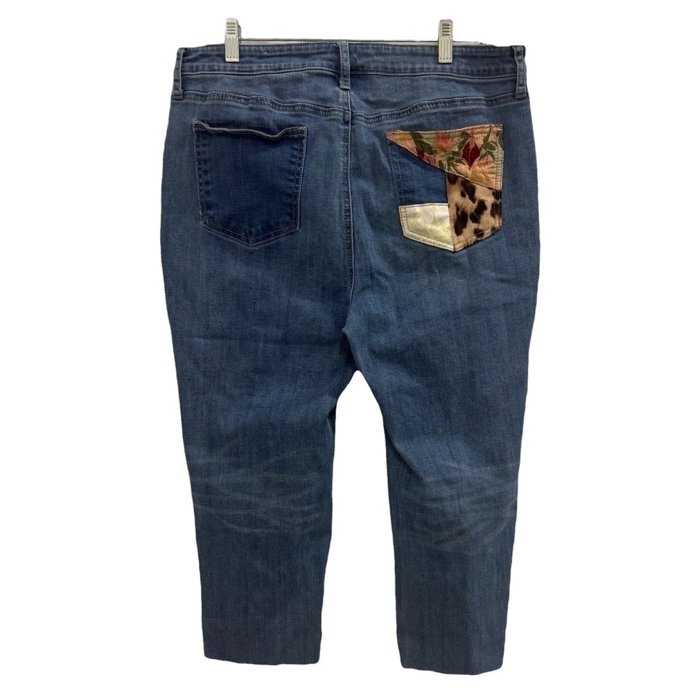 Chicos Jeans 2.5/14 Blue‎ Patchwork Distress So Slimming Girlfriend Slim Ankle - Picture 2 of 8